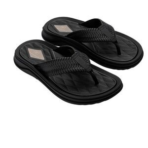 George Men's Casual Weave Thong Sandal size 7 black nwt
